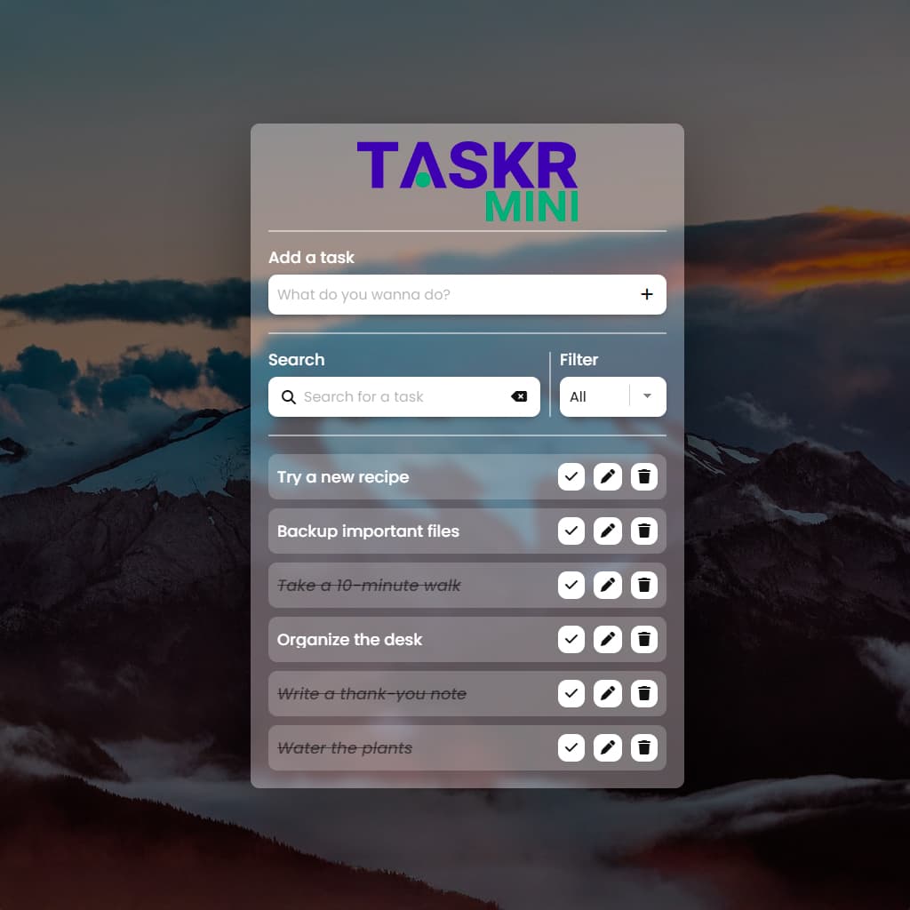 Taskr Mini - A minimalist TODO list application